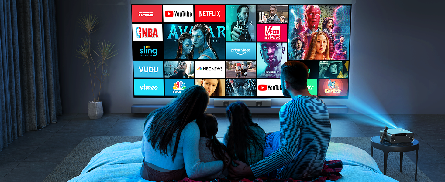 YABER Проектор для домашнього кінотеатру, 1080P Full HD, підтримка 4K, автофокус, корекція Keystone, WiFi 6, Bluetooth, портативний, для смартфона/Fire TV Stick/PS5