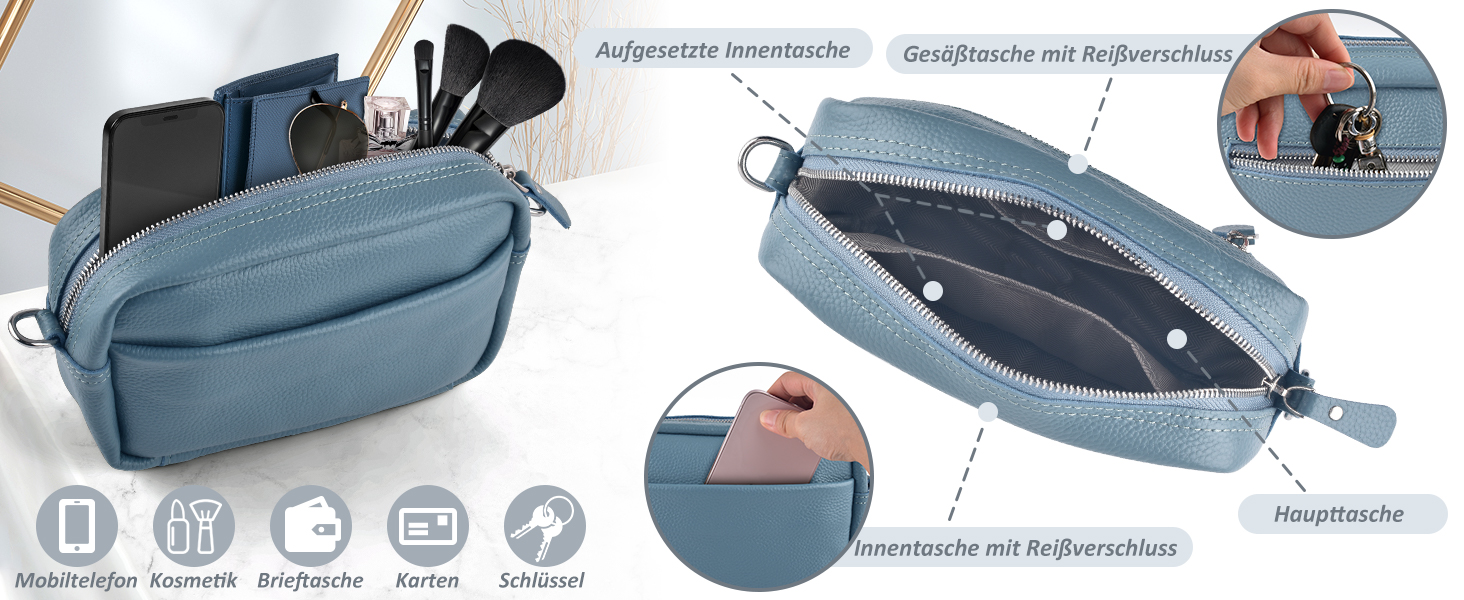 Сумка жіноча через плече BROTOU зі шкіри, чорна. Маленька сумка crossbody з широким ременем та відділеннями для карт
