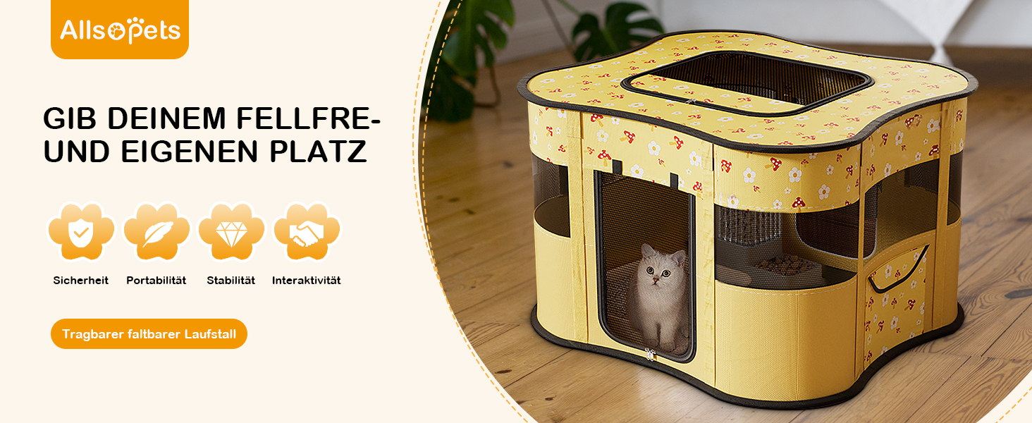 Портативний вольєр для цуценят ALLSOPETS: складаний загін для котів та собак, переносна клітка-будка з боковою кишенею (зелений, L)