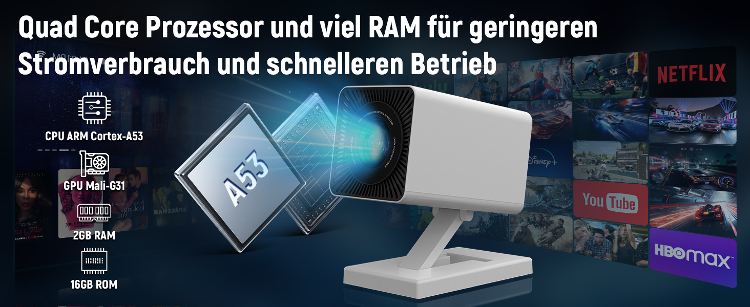 Mini проєктор Beamer 4K з Wi-Fi 6 та Bluetooth 5.0, 150 ANSI Lumen, портативний, автоматичне вирівнювання, 130 дюймів, для домашнього кіно, сумісний з телефоном/ПК/HDMI/USB