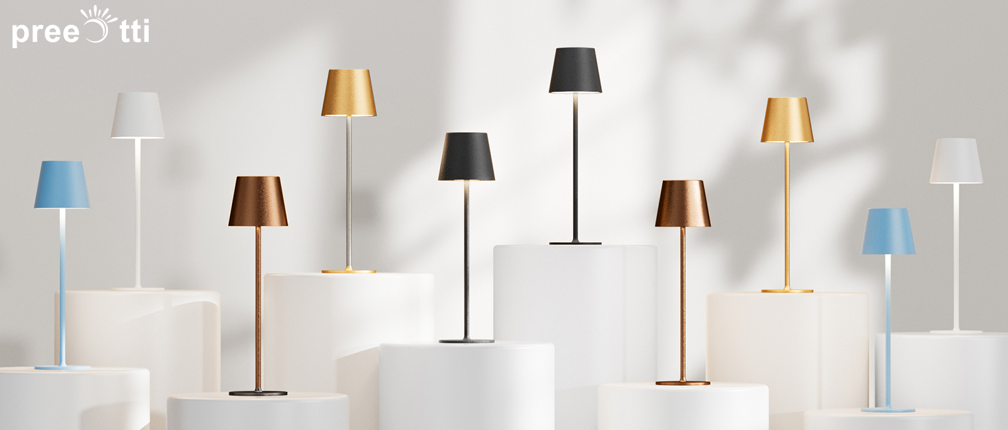 Набір з 2 бездротових настільних світильників LED з акумулятором, сенсорне регулювання яскравості, 3 режими кольору, USB-C зарядка для спальні, столу, кемпінгу (Чорний)