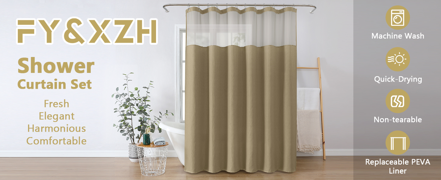 Шторка для душу FY&XZH з гачками, важка, водонепроникна, зелена, 83x83 см та 200x200 см, з сітчастим вікном, стиль готелю