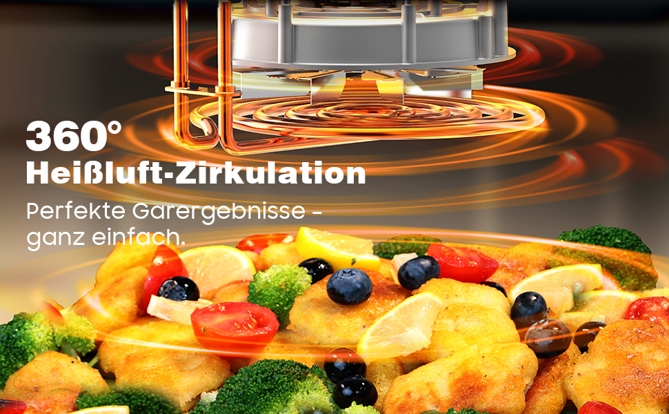 Аерофритюрниця XXL 9л Heißluftfritteuse - 2350W, 9 програм, LED дисплей, підтримання тепла, металевий внутрішній контейнер
