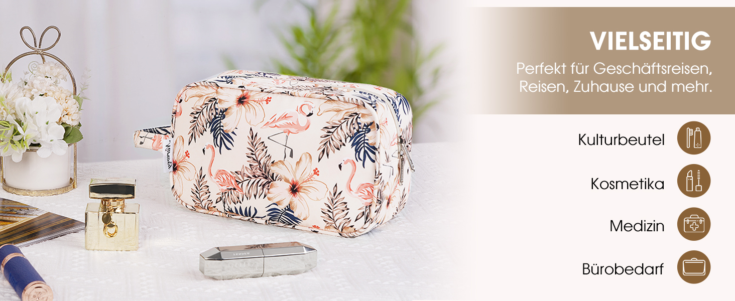 Чоловічий туалетний набір Narwey: водонепроникний, міцний, з багатьма відділеннями, для подорожей (чорний, бежевий з фламінго)