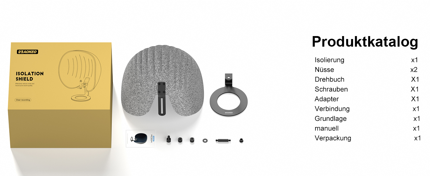 Акустичний ізоляційний екран для мікрофона AOKEO, поп-фільтр та звукопоглинаючий щит, регульований