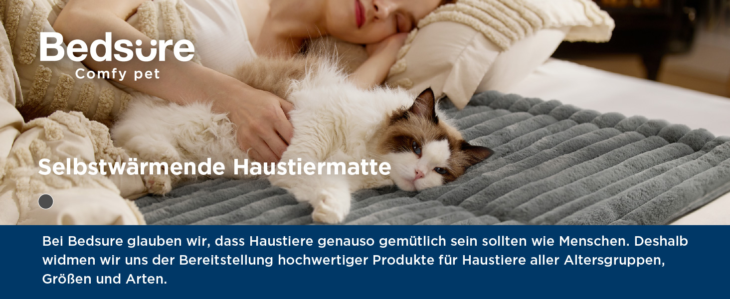 Самогріюча ковдра для котів та собак BEDSURE - 61x46 см. М'яке ліжко для кота, тепла підстилка для собаки. Нековзна основа, підходить для клітки. Сірий колір 61 x 46 см