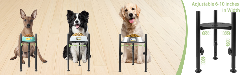 Підставка для миски для собак з принтом лапи, регульована по висоті (3 положення), металева, для маленьких, середніх та великих собак (лише підставка)