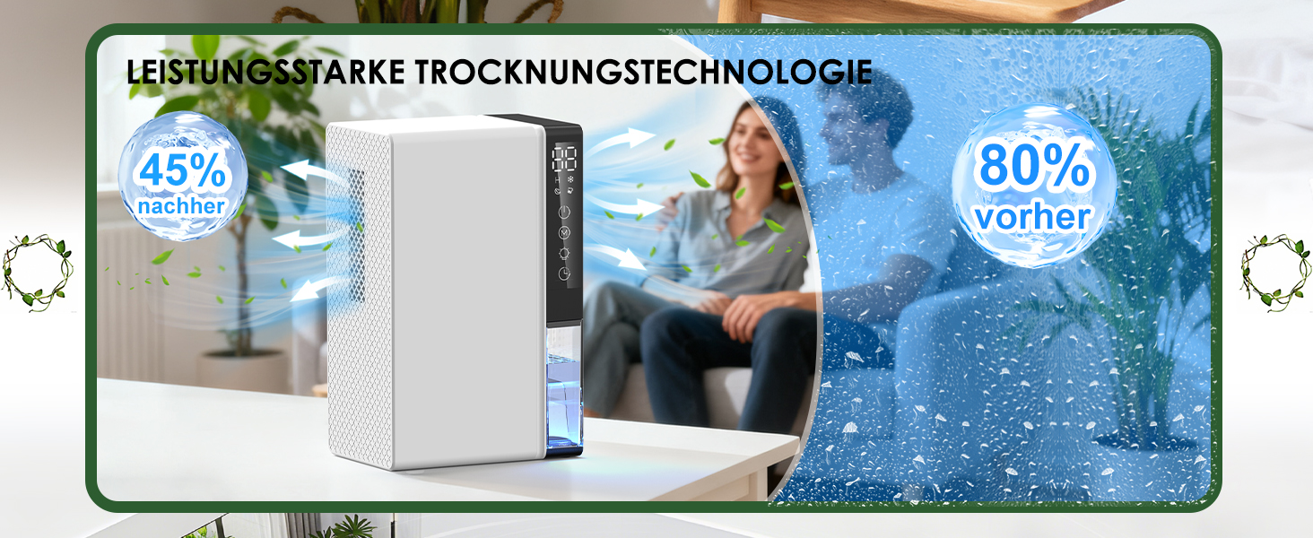 Електричний осушувач повітря 2700 мл з автоматичним вимкненням, таймером, нічним режимом та 7-кольоровим нічним світлом, портативний для дому, ванної кімнати, підвалу (600 мл/24 год)