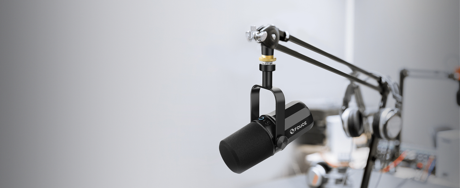 Мікрофон FDUCE SL40: Динамічний для подкастів, стрімінгу та запису. USB/XLR, XLR вихід, LED кнопка Mute, кардіоїдна мембрана, чорний