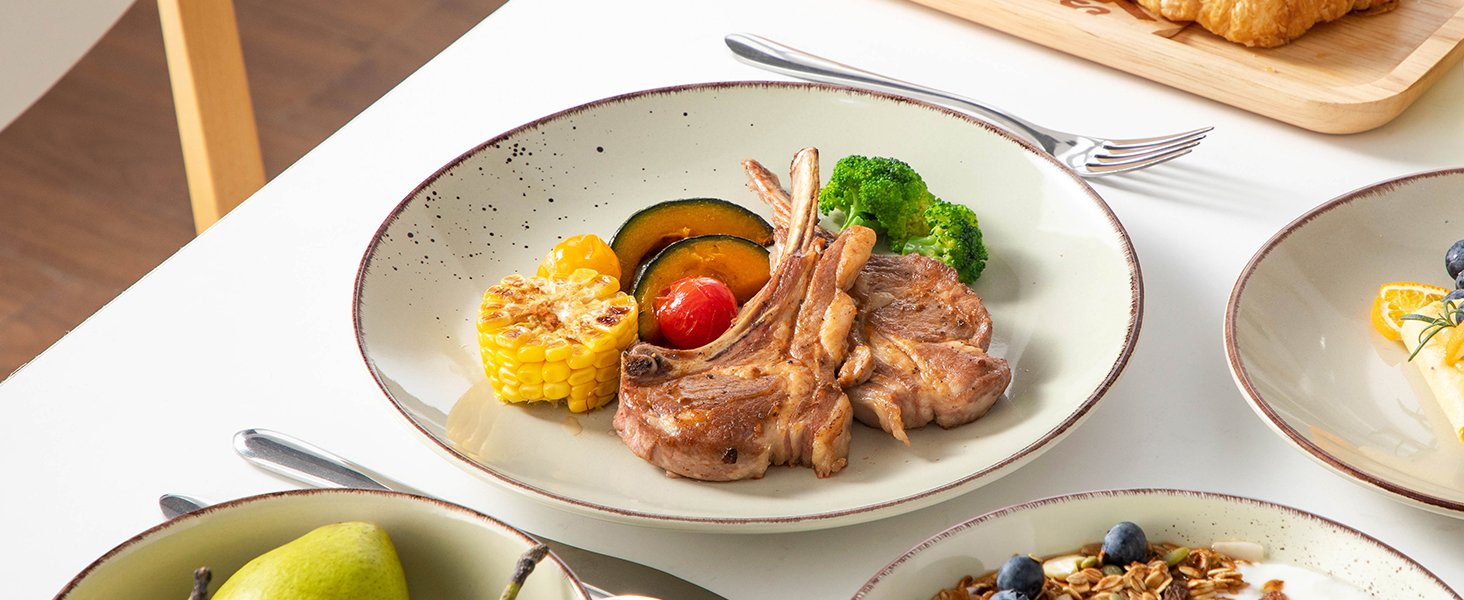 Набір керамічного посуду Vancasso NAVIA (24 частини) для 4 осіб, бежевий, набір посуду з тарілок, салатників та мисок