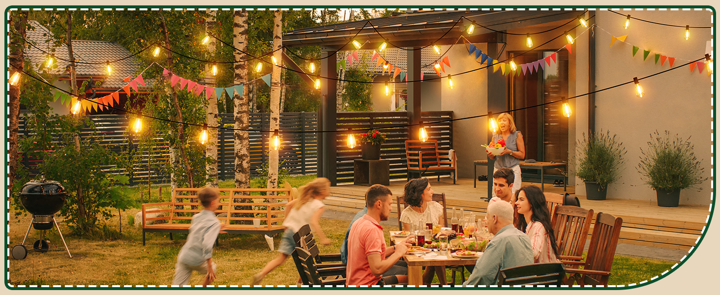 Ланцюжок вогнів Ollny для вулиці 5м, 13+1 ST38, LED, для саду, кемпінгу, вечірок