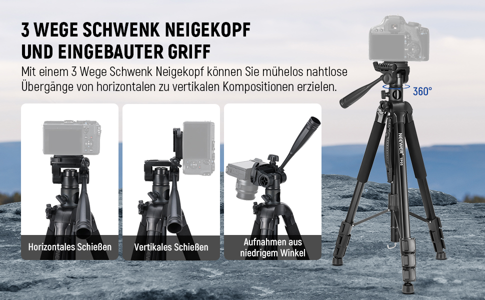 NEEWER Штатив відео для камери з пливним кріпленням 72', сумісний з DJI RS Gimbal, 360° обертання та +90°/-70° нахил, максимальне навантаження 8кг (TP05 з тримачем для телефону)