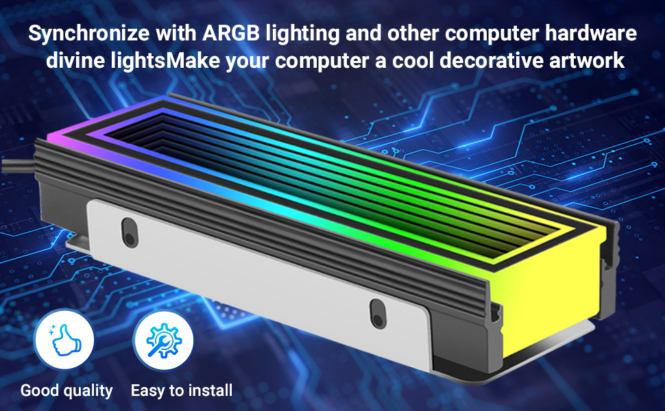 Радіатор охолодження SSD M.2 2280 з ARGB підсвічуванням Gokelomg - для комп'ютерів NVMe