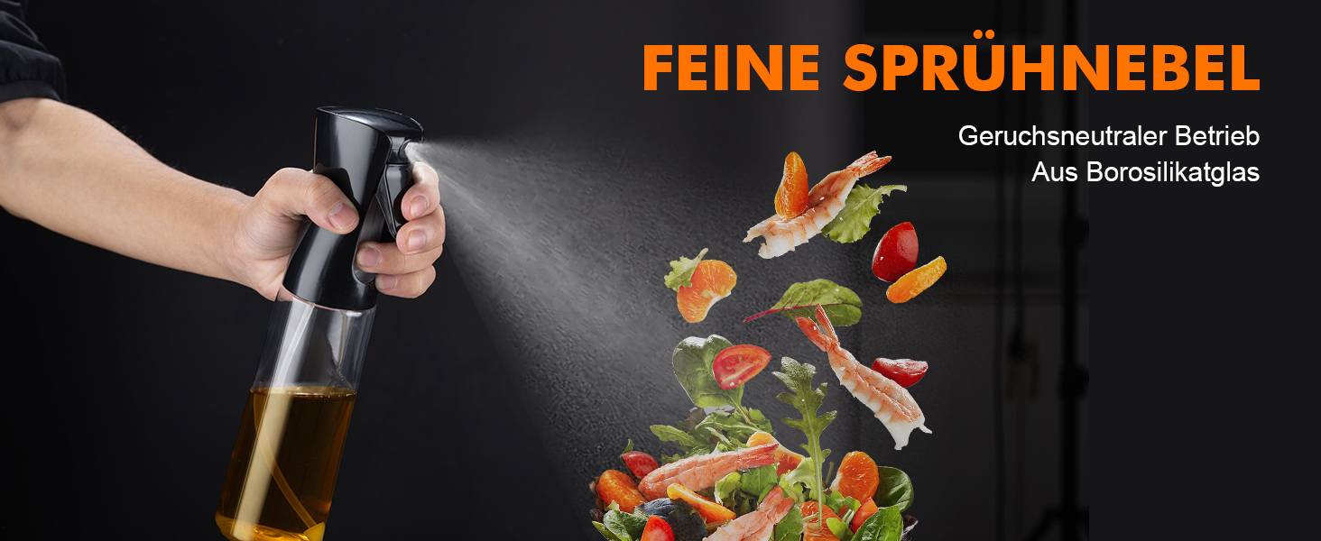 Грифема - пляшка для олії та розпилювач 300 мл, для фритюрниці, гриля, салатів, Meal Prep, BPA-free, придатна для миття в посудомийній машині, багаторазове використання, GE2002B-300