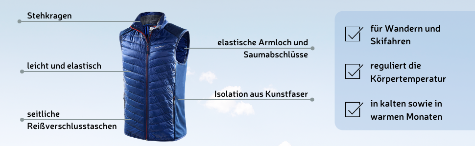 Чоловіча гібридна жилетка Black Crevice - спортивна, тепла та дихаюча жилетка з коміром, розміри XXL, блакитно-червона
