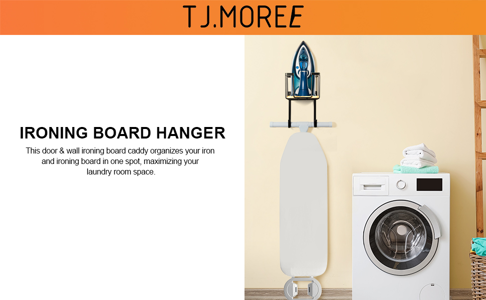 Настінна підставка для прасувальної дошки з великим кошиком MOREE – для прасувального столу та праски, біла