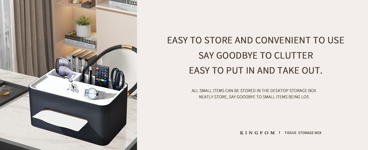 KINGFOM Склянка для серветок з 2 відсіками, з PU шкіри, для дому, офісу, ванної кімнати (Бежева)