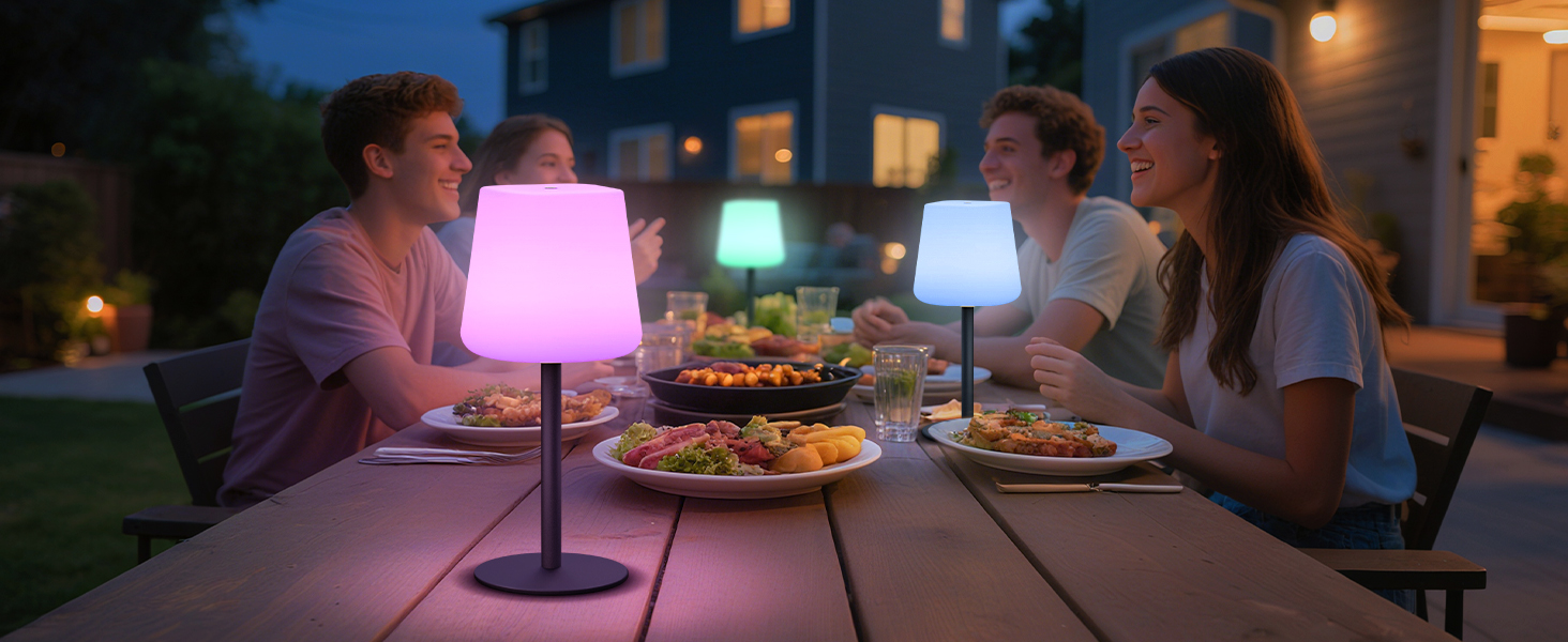 MALUX LED Акумуляторна Настільна Лампа: Бездротова, З Димером, 8 Кольорів, IP44 Водонепроникна, для Будинку, Саду, Готелю, Балкону