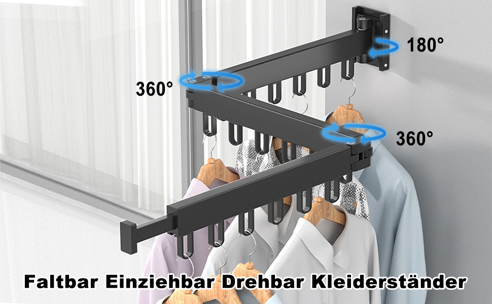 Складаний сушильник для білизни Honeyhouse з кріпленням до стіни, чорний