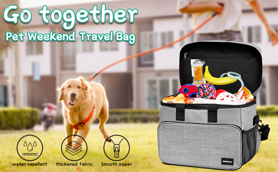 Набір для подорожей з собакою: сумка-переноска, миски та контейнери для їжі. Сірий, L
