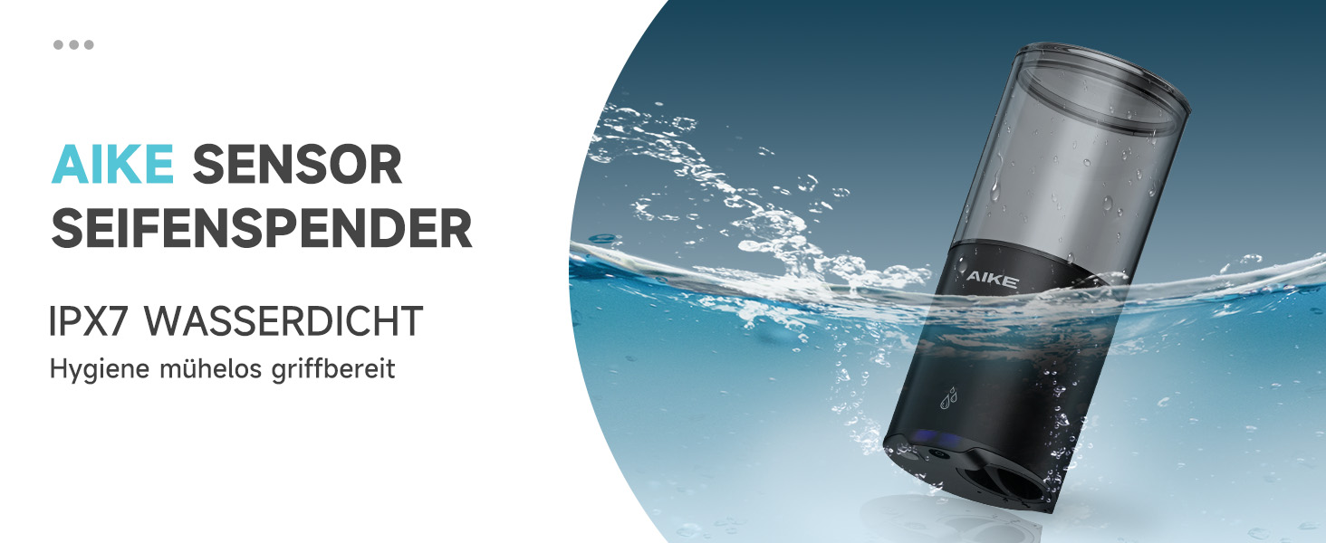Автоматичний дозатор мила AIKE для рідкої мила, настінний, для кухні та ванної кімнати, IPX7, водонепроникний, 400 мл, з нержавіючої сталі, чорний матовий