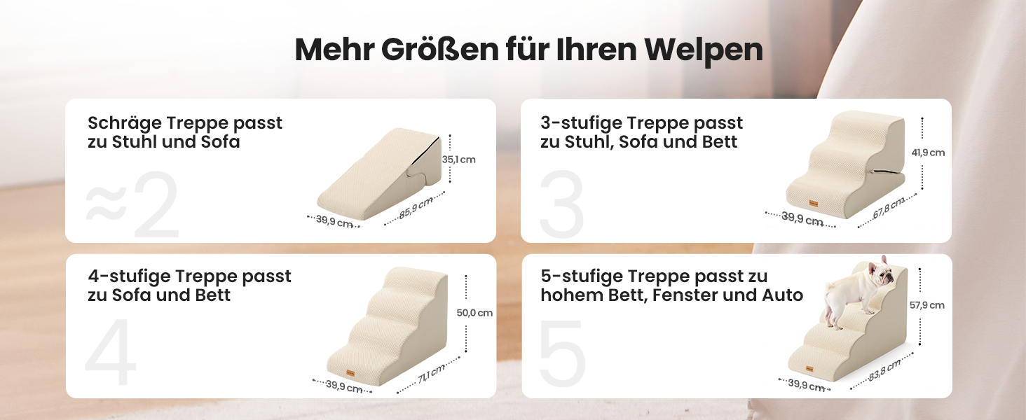 Сходинки для собак Gardner Pet - 3 сходинки, 35/42 см, з водонепроникним покриттям, для маленьких собак, з високощільних матеріалів