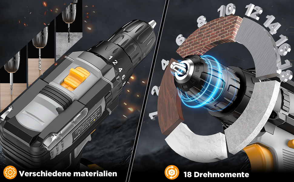 Акумуляторний шуруповерт LEEIKOO 21V з акумулятором 2.0Ah, 42N.m, 10мм патрон, 2 швидкості, 18+1 момент, LED, 20шт набору, сірий