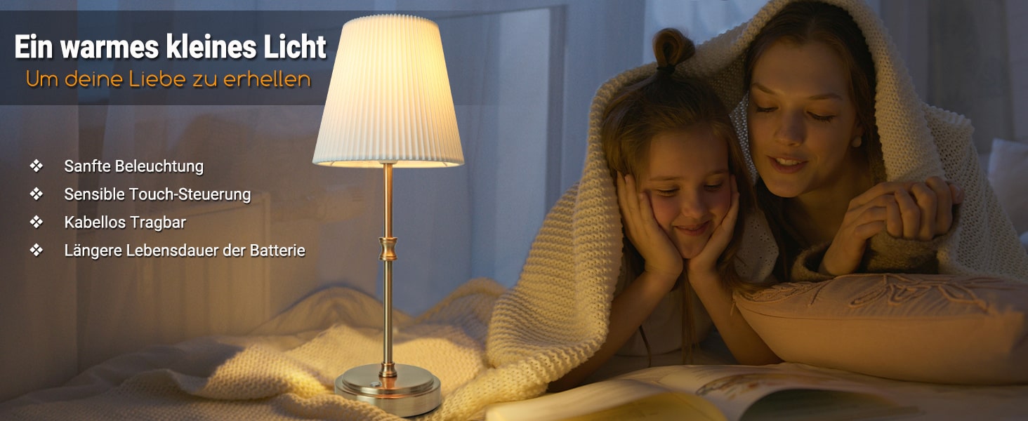 LED настільна лампа бездротова, акумуляторна, 3000mAh, торшер для спальні, вітальні, на терасу, регулювання яскравості, сенсорне управління, ретро-золотий