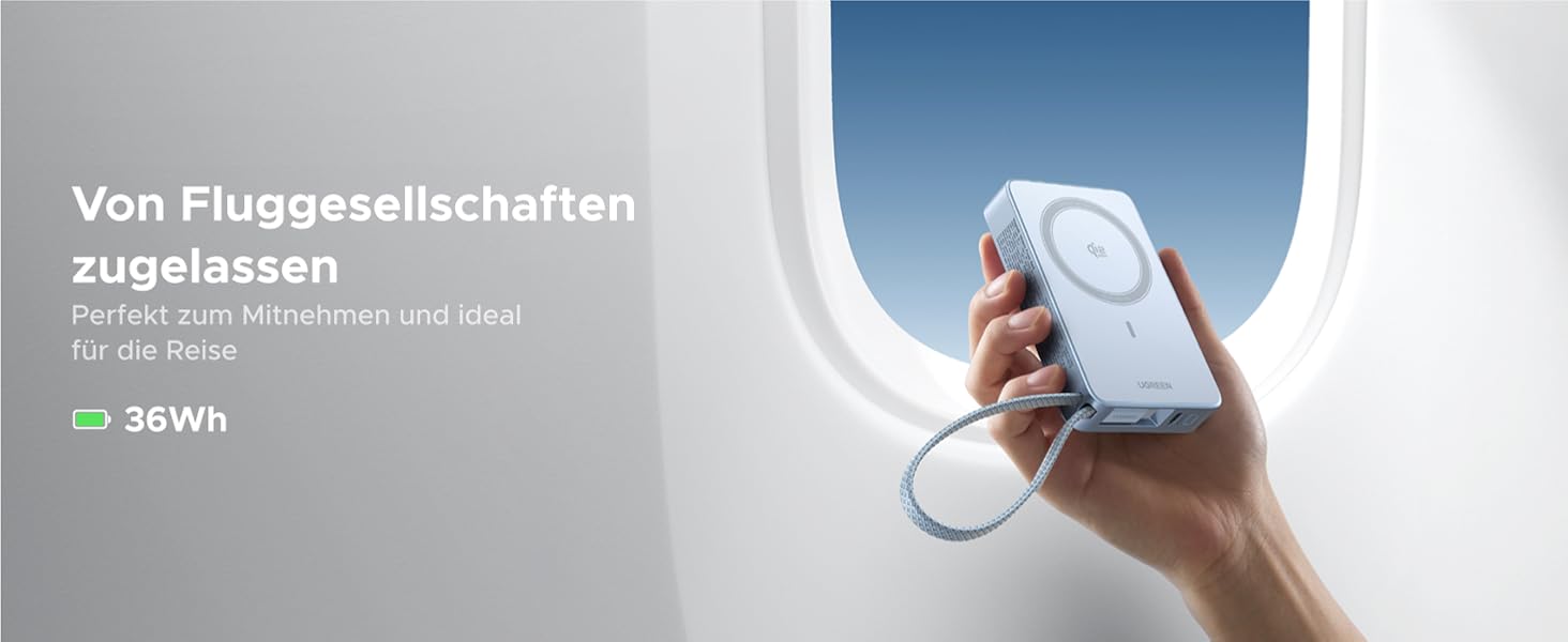 Power Bank UGREEN MagFlow 10000mAh 25W з MagSafe, PD30W USB-C, інтегрований кабель, LED-дисплей, для iPhone 17 Pro/Max