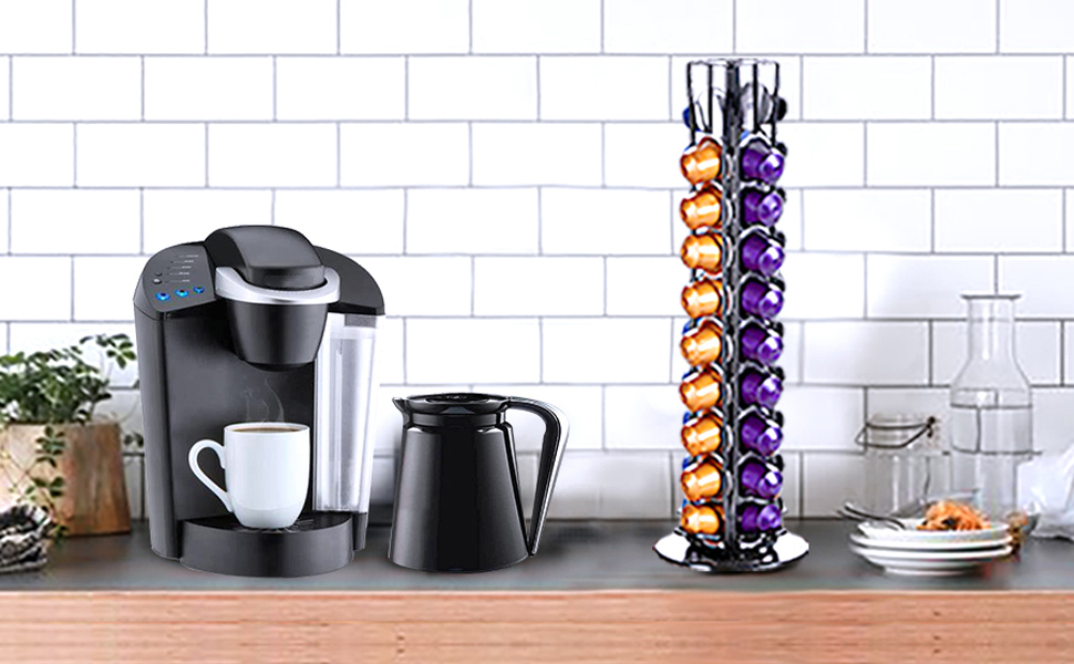 Підставка для капсул Nespresso (40 шт) XIAPIA, чорна, обертова, для зберігання кавових капсул