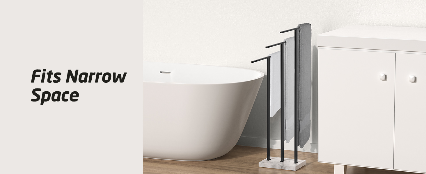 Підставка для рушників KES, вільна стоянка, 3 стійки, з нержавіючої сталі SUS304, чорний колір, BTH217S3-2