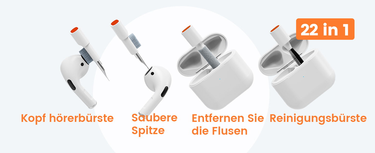 Набір для чищення клавіатури та навушників: 22 в 1. Підходить для AirPods, ноутбуків, моніторів, телефонів.