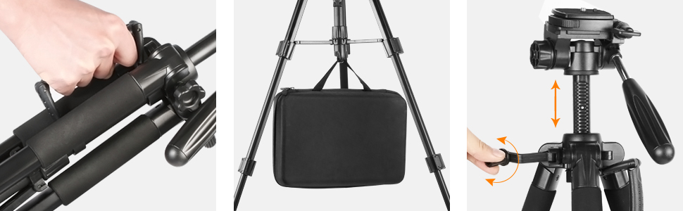 Штатив для камери Neewer 142 см з алюмінієвого сплаву, 3-х секційний, чорний (SAB234)