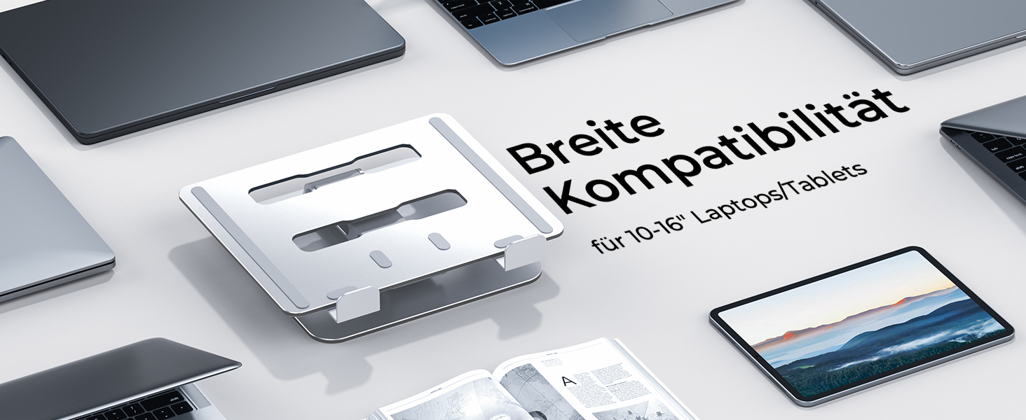 Регульований підставка для ноутбука: ергономічна, складна, з алюмінію, для MacBook Pro, HP (10–16
