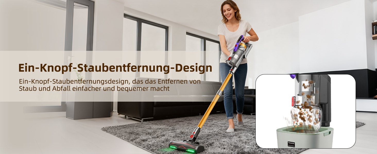 Бездротовий акумуляторний пилосос 58000Pa/550W з LED-дисплеєм та антизаплутувальною насадкою, об'єм 1.8L, для видалення шерсті тварин, килимів, твердих поверхонь та авто, колір золотий