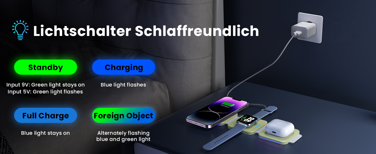 3-в-1 Бездротова зарядка для Apple Watch, iPhone та AirPods (жовта)