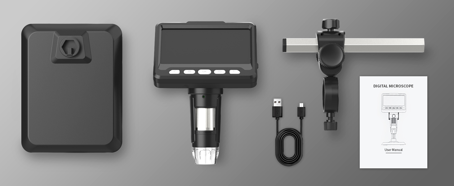 Цифровий мікроскоп Ashfly LCD 500x з дисплеєм 4.3 дюйма, 1080P, USB, 8 LED, сумісний з MacOS/Windows, для дітей та дорослих