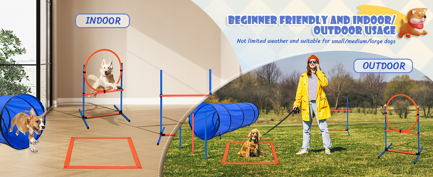Набір для аджиліті для собак 70 елементів: 8 шлагбаумів, стрибкова петля, м'яч, ящик для перерви, сумка для ласощів, переносна сумка. Розвиває інтелект.