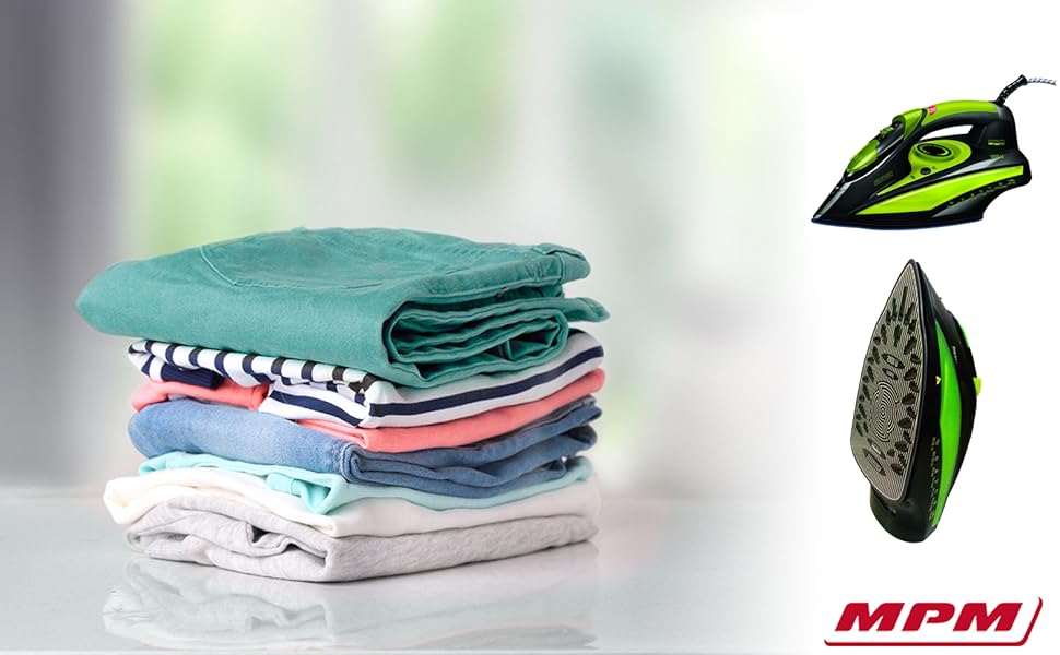 Праска MPM з керамічною підошвою MZE-24/G: 190г парового удару, безперервний пар, вертикальна функція, автовимкнення, 3000W, 300мл бак