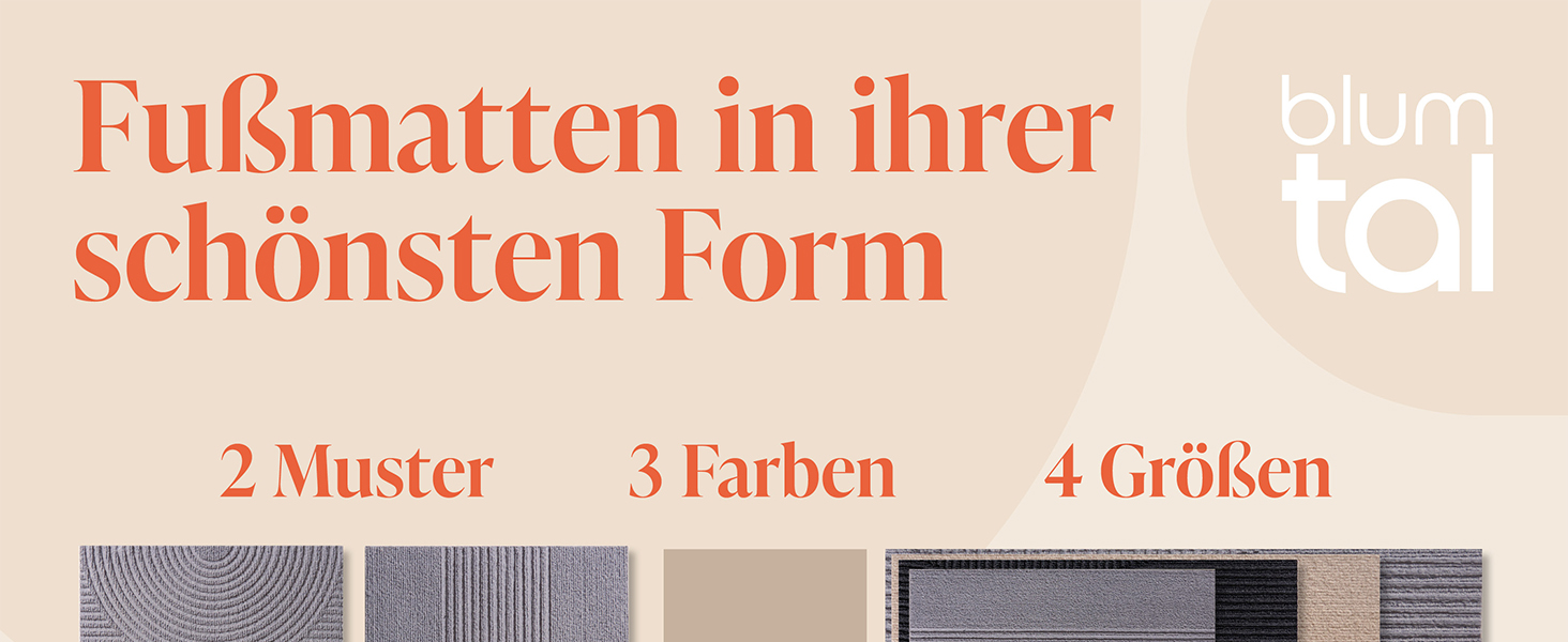 Килимок для дому Blumtal 40x60 см - антиковзаючий, для входу, з візерунком, сірий