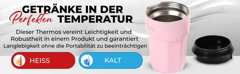Термокружка 350 мл з кришкою, що не протікає, для кави та чаю, з нержавіючої сталі, рожева