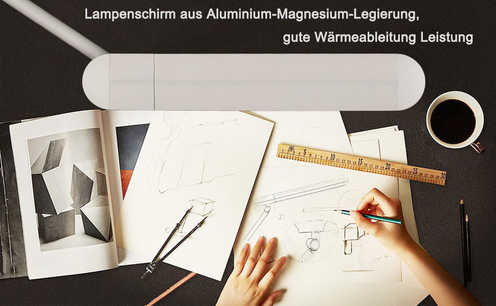 LED лампа настільна з кліпсою, 18W, 1100 люменів, для офісу та дому, без відблисків, захист очей, біла