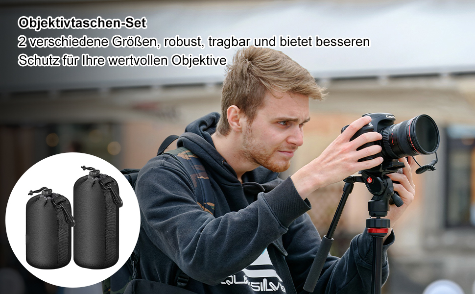 Водонепроникні захисні сумки для об'єктивів камери (2шт, M/L)