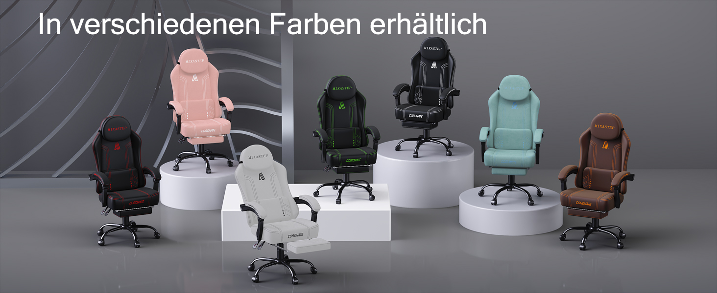 Ігровий стілець Ergonormic з регульованою спинкою та поворотом 360° - офісний стілець для дорослих/підлітків до 150 кг, тканинний червоний для дому/ігор