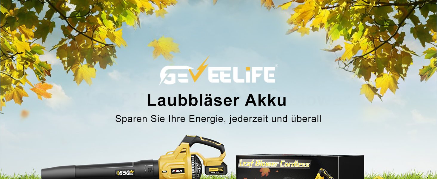 Акумуляторний повітродув GEVEELIFE 20В, 270 км/год, електричний, 3 швидкості, 2 акумулятори 5,0А·год, бездротовий для саду, листя, пилу та снігу (з батареєю)