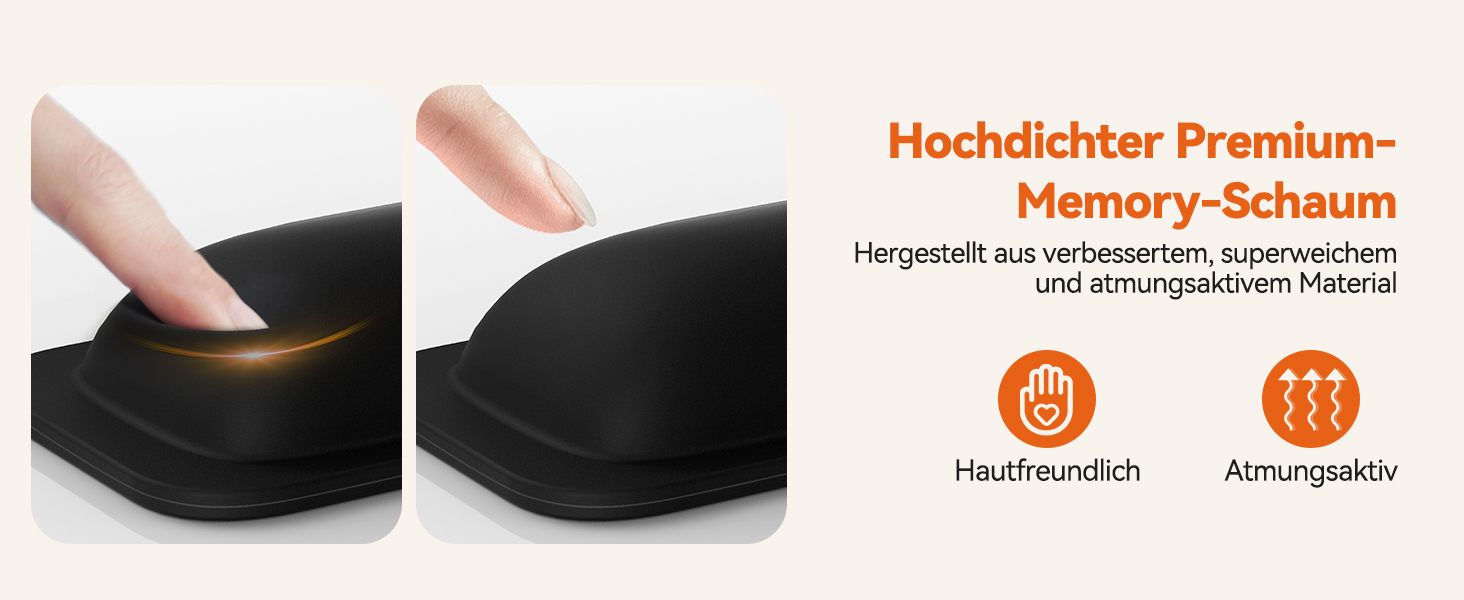 Підставка для зап'ястя TECKNET для клавіатури, 43 см, Memory Foam 70D, ергономічна, проти болю в зап'ясті, для ПК, ноутбука, геймінгу, чорна