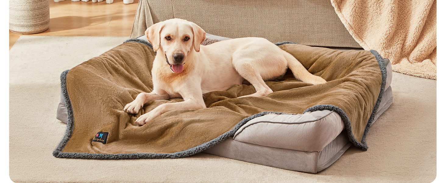 Водонепроникний плед для собак Luciphia, плед для собак і котів великого розміру, прання, водонепроникний, пухнастий, флісовий Sherpa, для дивана, ліжка, софи, світло-сірий M (102 * 145 см)