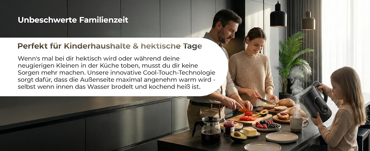 Електричний чайник Aeco AQA NEO з нержавіючої сталі, 1.7 л, 2150 Вт, без BPA, фільтр від накипу, бездротовий, CoolTouch, шампань срібло (Aqa Elite (чорний матовий))