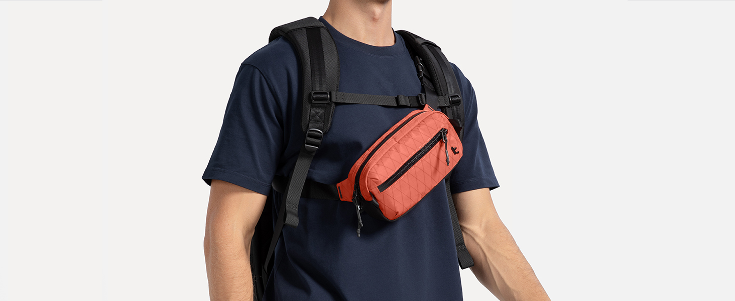 tomtoc Плечова сумка Sling Bag 3.5L з RFID-захистом – для Switch, iPad mini, EDC, подорожі | Водовідштовхувальна, X-pac Koralle