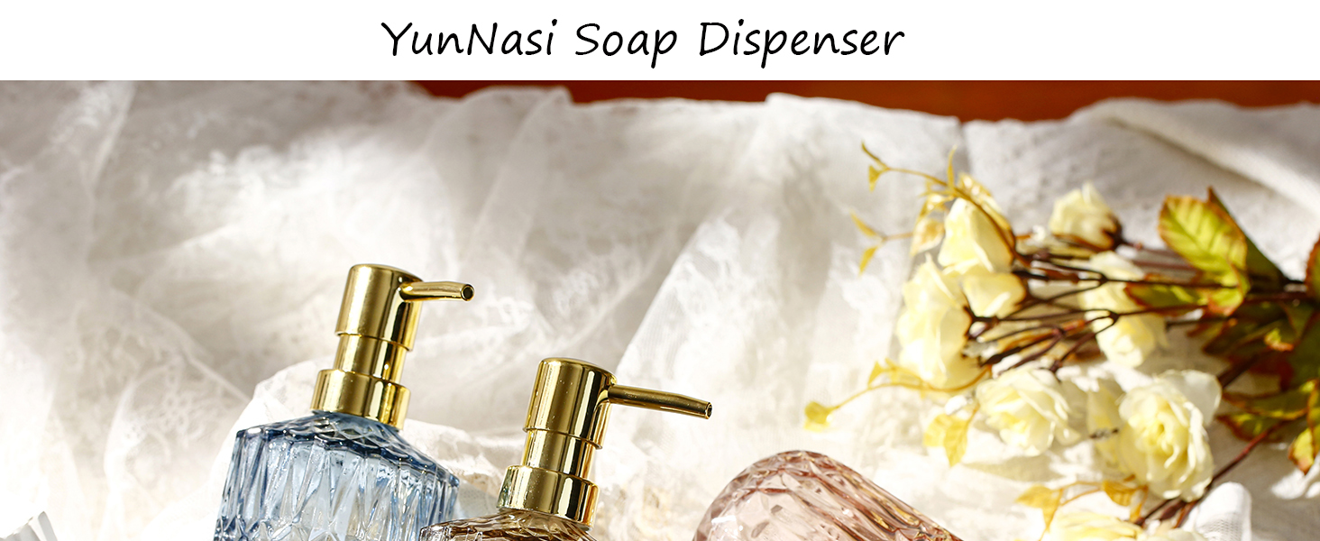 Скляний дозатор для рідкого мила YunNasi: для кухні, ванної, пральні (зелений)